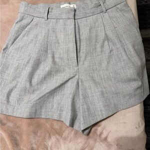 Abercrombie & Fitch Light Gray Pleated Bermuda Shorts